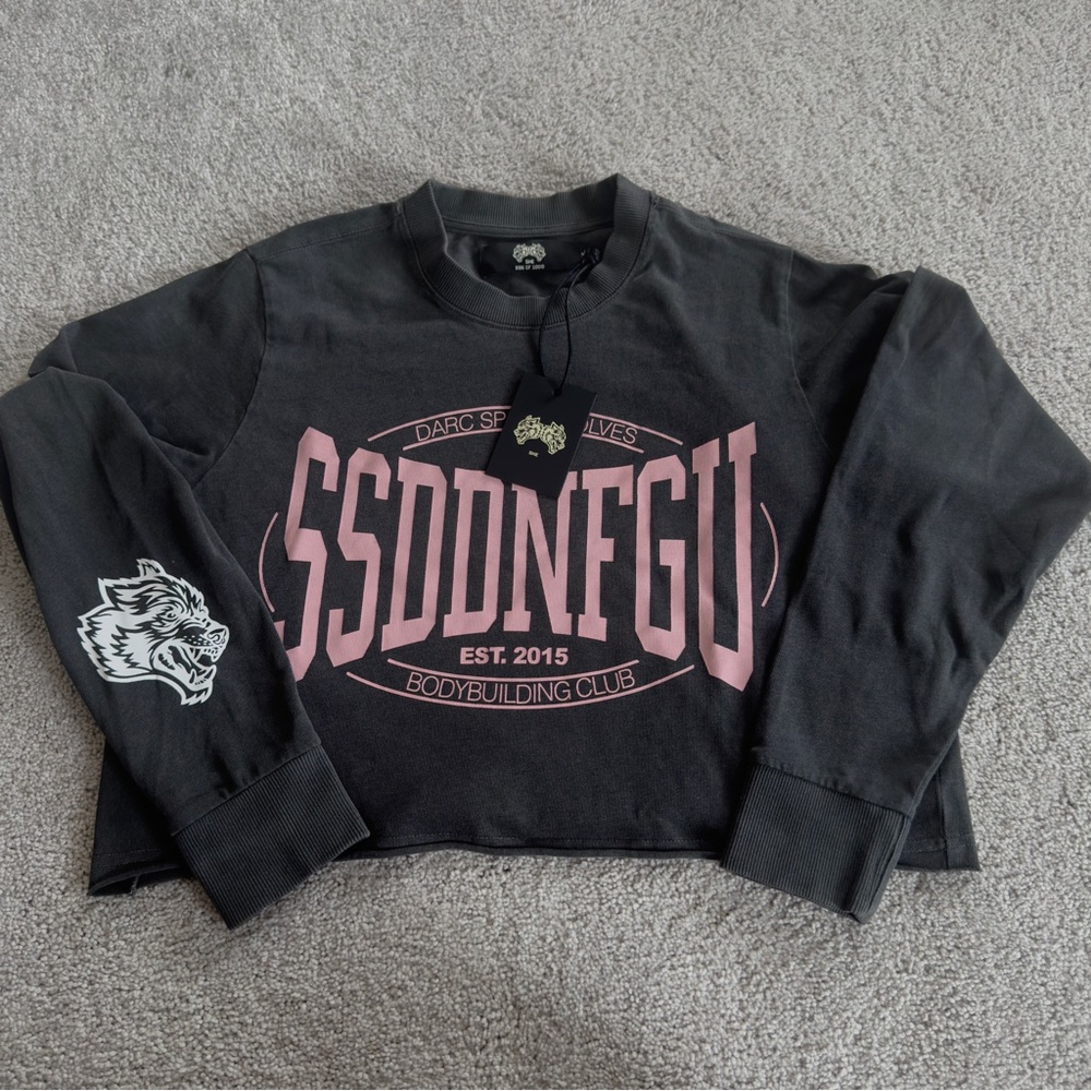 Darc Sport Charcoal and Pink Cropped Sweatshirt